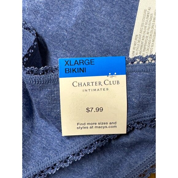 Charter Club Women's Everyday Cotton Bikini Underwear, Galaxy Blue, Size XL, NWT - Picture 3 of 4